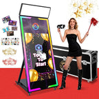 Magic Mirror Photo Booth 65" with 43" Touch Screen Selfie Mirror Photo Booth Machine with Flight Case, Mirror Photo Booth for Event Rental Wedding Party