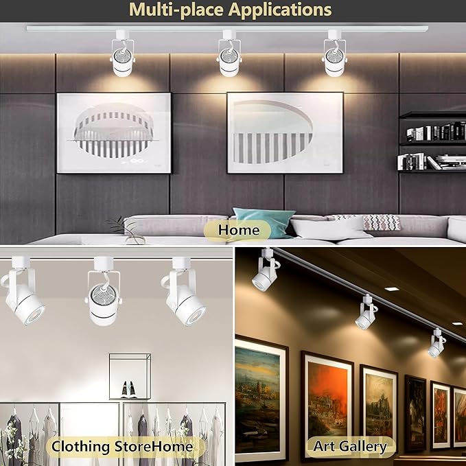 White 4PCS LED Track Lighting (No Rails) with Advanced Replaceable GU10 Bulbs, Switchable 3CCT(3000K/4000K/6000K) and Dimmable Brightness(20%-100%), Versatile Ceiling Spotlight Fixtures for Any Space