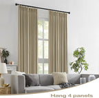 DUALIFE Taupe Blackout Pinch Pleated Curtains for Bedroom 102 Inch Length, Linen Blended Farmhouse 100% Blackout Thermal Insulated Back Tab Drapes with Hooks for Track System 2 Panels W40xL102