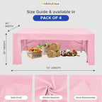 HolidayIdeas Open Back Fitted Tableclothss for 6 Foot Rectangle Table, Wrinkle Resistant Washable Table Covers 72x30 Inch for Craft Fairs, Banquets, Trade Show Display, Pink,4 Pcs