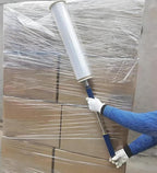 Long Handle Stretch Film Dispenser – 47" Heavy Duty Shrink Wrap Pole Tool – Fits 2-3" Core & 6-20" Film Width – Easy Pallet Wrapping