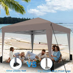 SANWAY 10x10 Pop up Canopy Tent, One-Button, Outdoor Instant Canopy Protable for Events, Camping, Parties, Vendor, Beach Tent - Beige