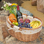 G GOOD GAIN Wicker Picnic Basket with Double Folding Handles,Willow Picnic Hamper,Natural Hand Woven Easter Basket,Easter Eggs and Candy Basket,Bath Storage,Gift Packing Basket.Yellow