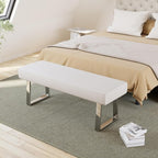 JIEXI Bedroom Bench Bed end upholstered Bench Indoor Corner Small Bench, with Metal Legs, for entryway Dining Room Kitchen and Living Room, Plant Bench, Footstool