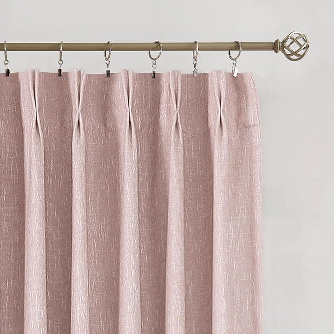 Vision Home Pink Pinch Pleated Full Blackout Curtains Room Darkening Window Panels 84 inch for Girls Bedroom Living Room Thermal Insulated Pinch Pleat Pink Drapes with Hooks Back Tab 40" Wx84 Lx2