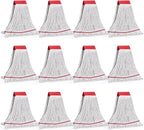 Matthew Cleaning Commercial Mop Head Replacement, 5 Inch Wide Headband, Looped End Cotton Blend String Wet Mops for Floor Cleaning, 18 oz Medium, Case Pack 12 Pcs White