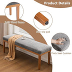 Rowill 53 Inch Long Entryway Bench for Bedroom End of Bed, Dining Room Bench with Upholstered Padded Seat and Solid Wood Leg for Kitchen, Living Room, Indoor and Hallway, Gray