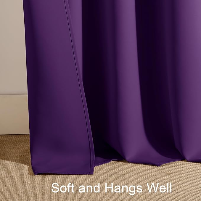 PONY DANCE Blackout Window Curtains - Energy Saving Thermal Insulated Blackout Curtains/Window Coverings with Rod Pocket Living Room Home Decoration, 42 W x 72 L, Royal Purple, 2 Panels