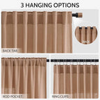 Nanspring Peach Linen Curtains 102 Inches Long Rod Pocket Back Tab Drapes 2 Panels Set for Girl Kids Bedroom Light Filtering Semi Sheer Peach Curtain 102 Length for Patio Door Bedroom 52x102