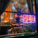 Open Signs for Business,Neon Open Sign Led,16.5"x 9",with Open/Closed Bussiness Hour Sign Set,Light for Bar Coffee Salon Store Window,12V/2A Adapter with ON/OFF Switch (Blue/Red Horizontal)