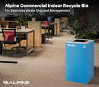 Alpine Industries 29 Gallon Commercial Indoor Recycle Bin with Lid, Blue Metal Container with Optional Lids