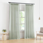 Vision Home Soft Green Pinch Pleated Semi Sheer Curtains Textured Linen Blended Light Filtering Window Curtains 108 inch for Living Room Bedroom Pinch Pleat Drapes with Hooks 2 Panels 9ft 40" Wx108 L