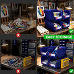 4Pack Storage Organizer Boxes,Desk Drawer Organizer, Stackable Storage Bins for Store Tools,Office Supplies,Workshop,Containers Garage(14.84" x 8.39"x 7.01"), Blue