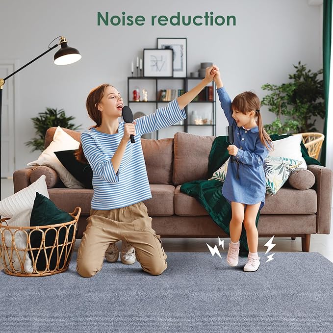Carpet Tile 20 Pack 24” X 24” Self Adhesive Carpet Floor Tiles Anti-Slip Squares Peel and Stick Floor Tilel DIY Installation for Bedroom(Light Grey)