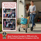 dbest Products Cruiser Cart Deluxe 2 - Foldable Shopping Cart with Wheels for Groceries - Heavy Duty Utility Cart with Brake System - Collapsible Laundry Cart - USA Designed - Holds 100 lbs - Silver