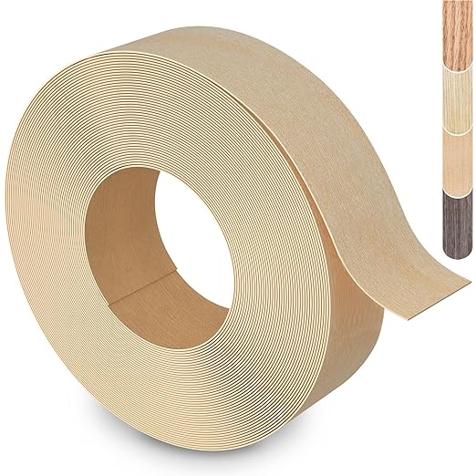 Birch Edge Banding, 1 1/2 inch x 100ft roll of Veneer Wood Edge Banding Pre-glued Flexible, Wood Tape for Cabinet Repair Furniture