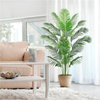 2 Pack Artificial Palm Tree 6FT Artificial Plants Indoor Tropical Fake Palm Tree Areca Floor Plant in Black Pot with 18 Trunks & Real Bark Design, Faux Palm Plant for Outdoor Patio Home Office Decor
