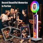 JIYANG Portable Photo Booth Compatible with Any Ipad,Large Lightbox Ipad Photo Booth for Renting,Free Photo Booth Props,Software APP Control Ring Light (White, Large Light Box)