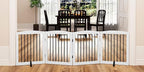 Freestanding Pet Gate for Dogs, Foldable Wooden Dog Gate for House, Indoor Dog Gate for Stair, Doorway, Gates for Dogs Indoor, 80 Inch Wide, 4 Panels 24",White