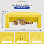 HolidayIdeas Open Back Fitted Tableclothss for 8 Foot Rectangle Table, Wrinkle Resistant Washable Table Covers 96x30 Inch for Craft Fairs, Banquets, Trade Show Display, Yellow,4 Pcs