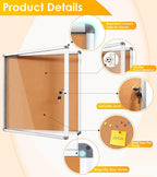 SWANCROWN Enclosed Cork Bulletin Boards Wall-Mounted Noticeboard Protective Display Case for Retail School Apartment 28x26 inch (6xA4)
