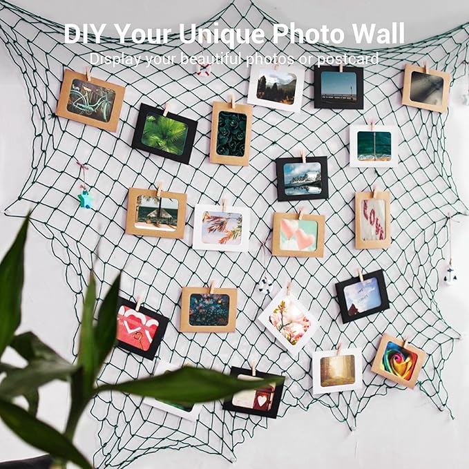 2 Pack Fish Net Decorations - 80x40 Inch Aqua Fishing Net Decor for Under The Sea Hawaiian Beach Themed Party, 3mm Thick Natural Cotton Versatile Nautical Netting for Party Wall Table Ceiling Decor
