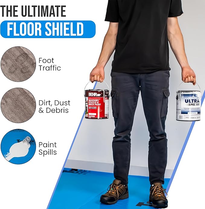 Temporary Floor Protection for Renovation, Painting, Construction - 40" x45', Covers 150 sq ft
