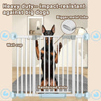 41'' Extra Tall Pet Gate for Large Dogs 54.7-63.0'' Wide Indoor No Jumping Over, Heavy Duty Puppy Baby Gate for Doorways, Pressure Mounted Metal Gate for Child Toddler (White)