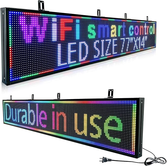 programmable led sign custom scrolling digital signage display screen outdoor for business electronic message board advertising marquee word light Wifi Control High Brightness Neon 77"X14"