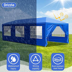 10x30 FT Party Tent, Outdoor Wedding Tents for Parties, Canopy Event Tent with 8 Removable Sidewalls, Waterproof Gazebo Shelter for Birthday Parties, Weddings, BBQs & Events (10X30FT-8Sides Blue)