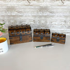 Nautical Cove Treasure Chest Keepsake and Decorative Wood Box (Medium 6.5x4.5x4.5) - Storage Box, Wooden Box with Hinged Lid, Rustic Storage, Pirate Storage Box, Vintage Wooden Chest