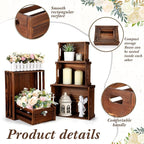 5 Pack Decorative Wood Crates for Display 5 Sizes Rustic Nesting Wooden Crates Vintage Storage Container Boxes with Handles Handmade Decorative Baskets Bin for Farmhouse(Rustic Brown)