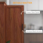 HOMCOM 64" Kitchen Pantry Cabinet, Freestanding Storage Cabinet with 4 Doors and 3 Adjustable Shelves for Dining Room, Brown