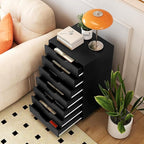 LOKO 7-Drawer Storage Cabinet, Versatile Drawer of Chest with Lockable Wheels, Mobile Office Lateral File Cabinet, for Home Office, Study (Black, 16" D x 19.5" W x 34.5" H)