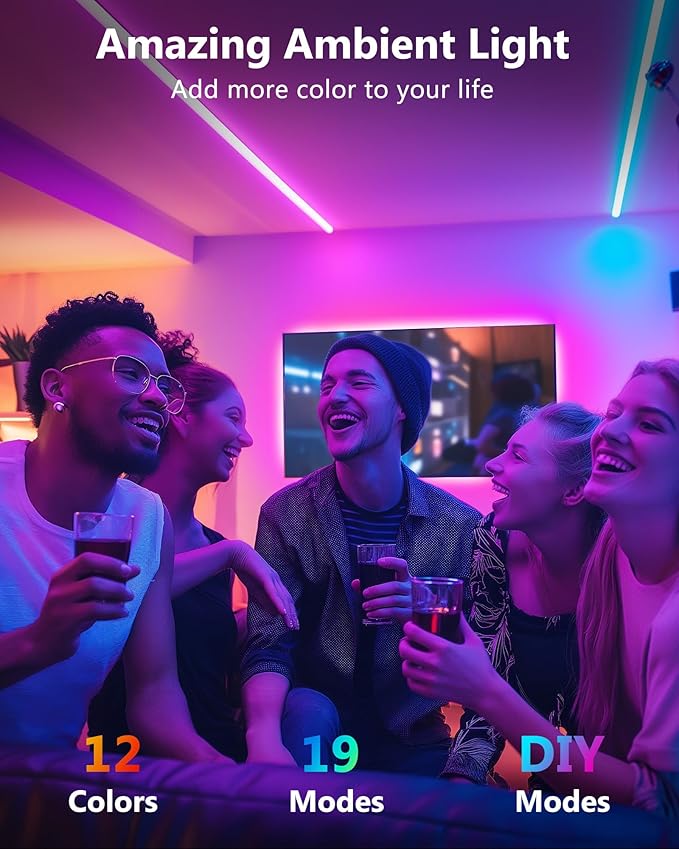 HitLights LED Strip Lights 3 Pre-Cut 12Inch/36Inch LED Light Strip Flexible Color Changing 5050 LED Accent Kit with RF Remote, Power Supply, and Connectors for TV, Home, DIY Decoration