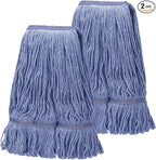 2 Pack Heavy Mop Replace Head，mop Head Replacement,Commercial mop Heads,Reusable Mop Head Refills-Replacement Mop Heads SuitableWet Industrial Blue Cotton Looped End String Head Refill (Blue)