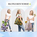 BeeGreen Flower Reusable Shopping Bags Cute Grocery Bag 6 Pack, Christmas Gift Bags Heavy-Duty Foldable Shopping Totes for Supermarket, Work & Travel, Large Washable Polyester Tote Bag with Handles