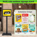 3Packs Heavy Duty Adjustable Pedestal Poster Sign Stand, 11x17 Aluminum Open Floor Standing Sign Holder for Vertical and Horizontal View Display, Black