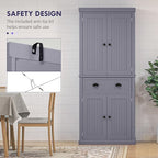 HOMCOM 72" Traditional Kitchen Pantry Cabinet, Freestanding Tall Storage Cabinet with 4 Doors, Drawer and 3 Adjustable Shelves for Dining Room, Navy Blue