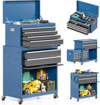 8-Drawer Tool Chest, Rolling Tool Storage Cabinet with Enhanced Packaging, Detachable Top Tool Box with Tray Divider, Liners, Metal Tool Cart for Garage Workshop, Blue