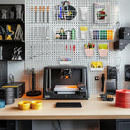 Pegboard Basket Organizers, Peg Board Large Baskets Hooks Bins Cups Tool Organizer 42 Pack Set, Wall Storage Display Hanging Accessories for Craft Office Stadio Shed Garage Organization (White & Pink)