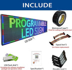 HS Programmable Scrolling Led Sign, Digital Signs Outdoor Waterproof ,Electronic Message Display Board ,Open neon Signs, Full Color High Brightness Big P10 77’’x20’’for Business Store Advertisement Public, APP control