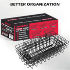 5-Piece Pegboard Baskets Set - Heavy Duty Peg Board Organizer Accessories Bin Set, Premium Black Metal Wire Baskets Tool Shelves, Wall Mount Storage for Garage Workshop Craft Room
