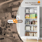 Yizosh Metal Storage Cabinet with 2 Doors and 4 Adjustable Shelves,- 71" White Kitchen Pantry Storage Cabinet for Kitchen,Dining Room,Living Room