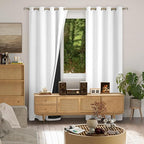 White Blackout Curtains 84 Inch Length for Living Room, Thermal Insulated 100% Light Blocking Soundproof Grommet Window Curtains for Bedroom 2 Panels, Each 52 Inch Wide