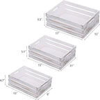 Large Size Wood Crates For Storage,Decorative Vintage White Wooden Crates For Display,Handmade Solid Wood Boxes,Set Of 3 Rustic White Wooden Crate. (vintage white)