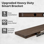 RICHFOCUS Elm Floating Shelves for Wall - 48" W x 9.3" D Rustic Solid Wood Shelves with Invisible Bracket, Wall-Mounted for Living Room, Bedroom, Kitchen Storage & Display, Set of 1, Walnut