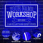 Large Custom Workshop Neon Sign for Wall Decor, Personalized 3D Engraved Garage Name LED Acrylic Sign, Customized Dimmable Neon Lights for Garage, Tool Room, Carport & Man Cave, Gifts for Dad Father Husband Grandpa