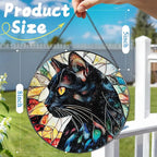 8″ Stained Glass Window Hanging Ornament, Black Cat Stained Glass Suncatcher Ornament, Sun-Catcher Window Decor | Gifts for Cat Lovers, Pet Lover Gift