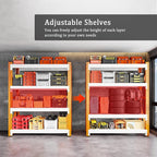 5000LBS Garage Shelving 59" W Garage Shelving Heavy Duty 4-Tier Metal Storage Shelves Adjustable Shelf Unit Storage Rack for Basement Supermarket Warehouse 59" W x 20" D x 78" H Orange-White